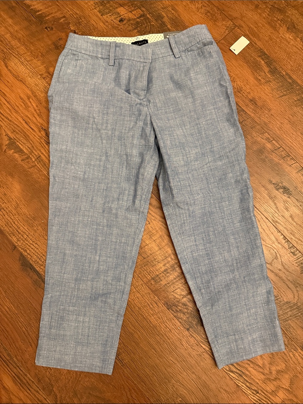 NWT Talbots Blue Chambray Perfect Crop Pant